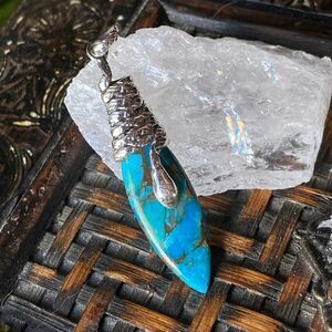 Copper Blue Turquoise Arizona Snake Sterling Silver Pendant